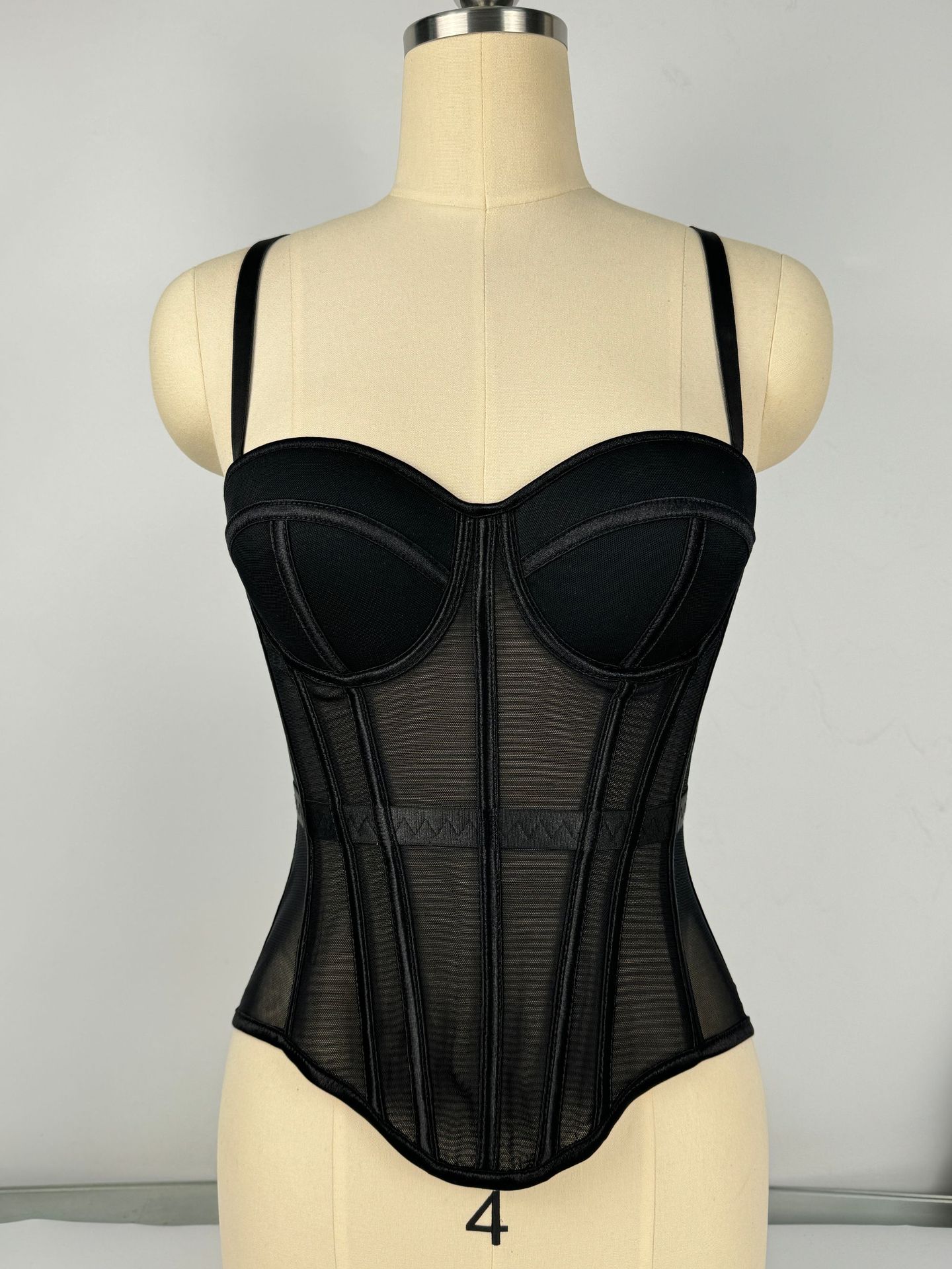 Elegant Burgundy Corset Top Sexy Mesh Fishbone Crop Top Fashion Short Camisole